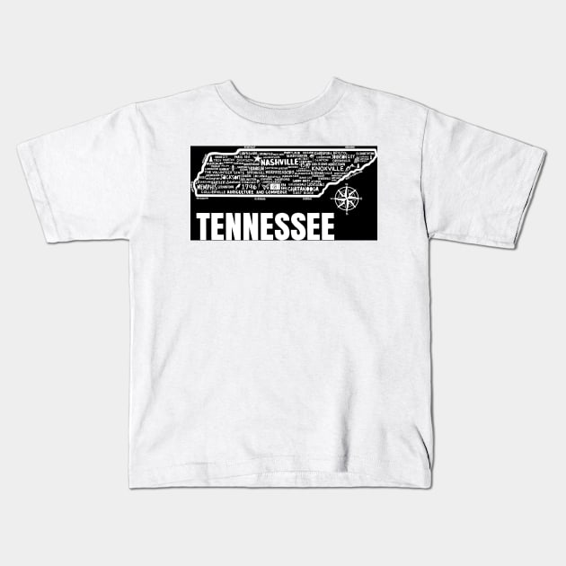 Tennessee Map Kids T-Shirt by fiberandgloss